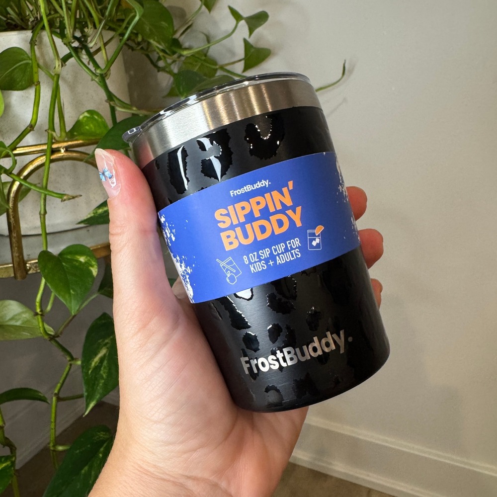 FrostBuddy Sippin' Buddy Kid's 8oz Insulated Tumbler Black Leopard Print NEW